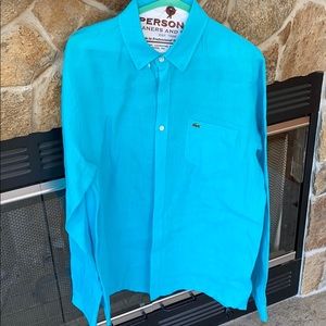 Mens large Lacoste linen dress shirt